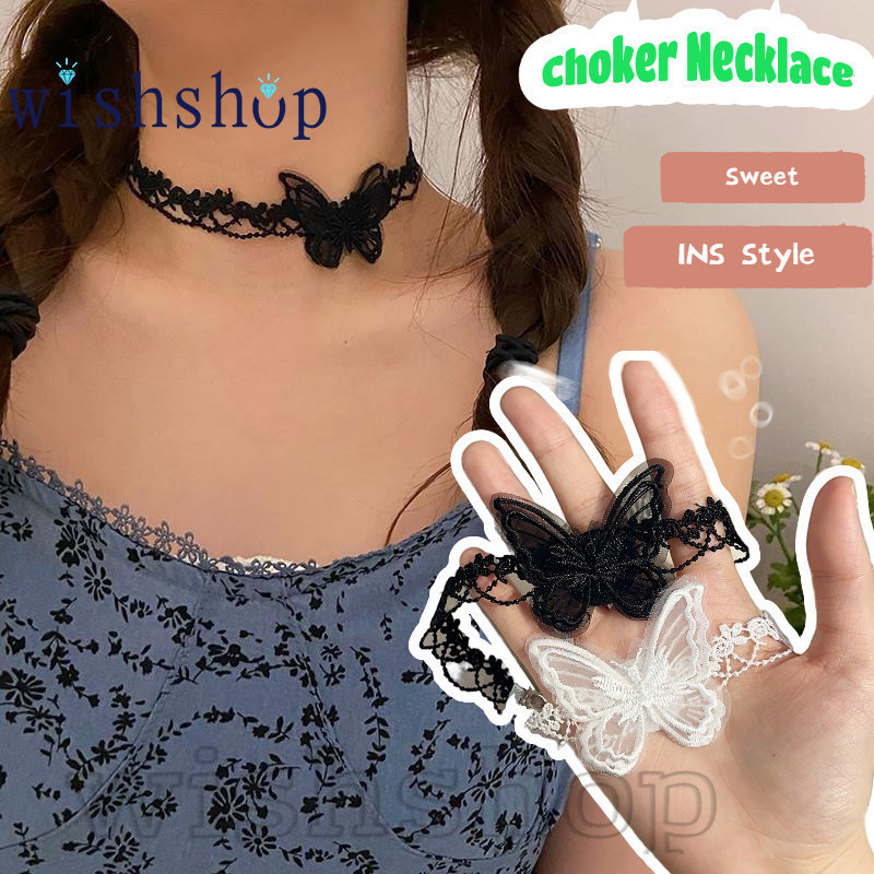 สร้อยคอโชคเกอร์ผีเสื้อปัก-หรูหราหวานแฟชั่น-สร้อยคอคอปกลูกไม้-สําหรับงานปาร์ตี้ตกแต่งทุกวัน-โซ่กระดูกไหปลาร้า-เครื่องประดับอุป