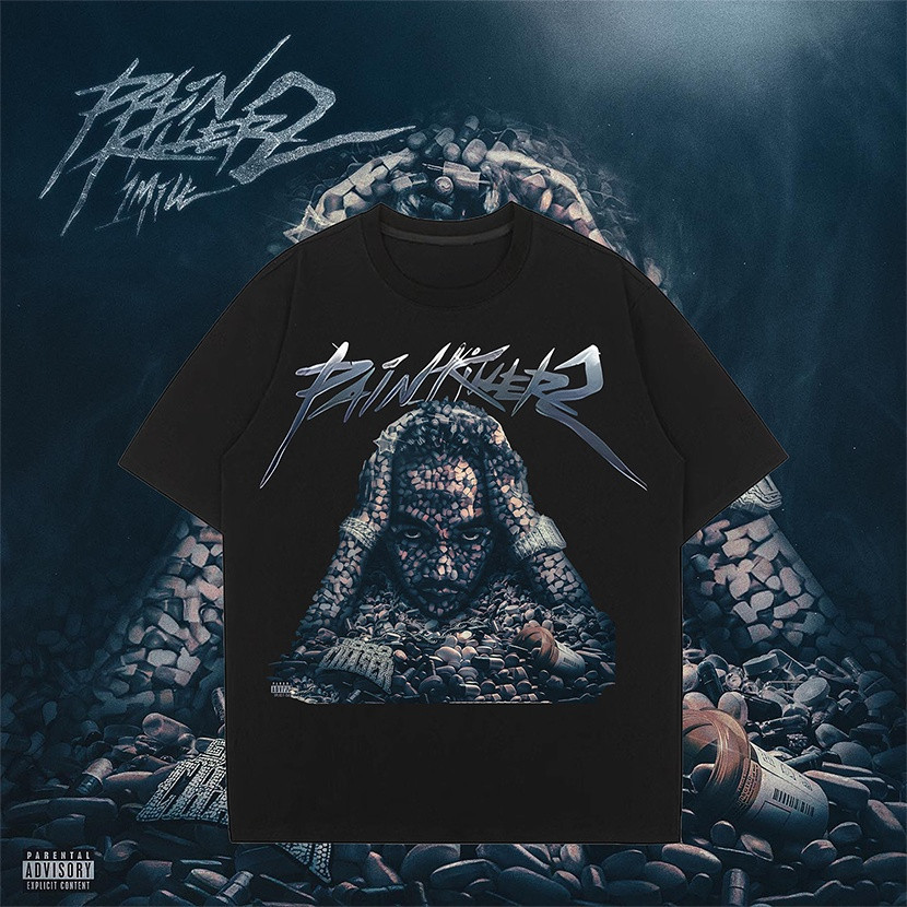 เสื้อยืดคอตตอนพรีเมี่ยม Pain Killer 2 เสื้อยืดคอกลม Cotton I LOVE YOU 1MILL  S-5XL ใส่สบาย ไม่หด ไม่