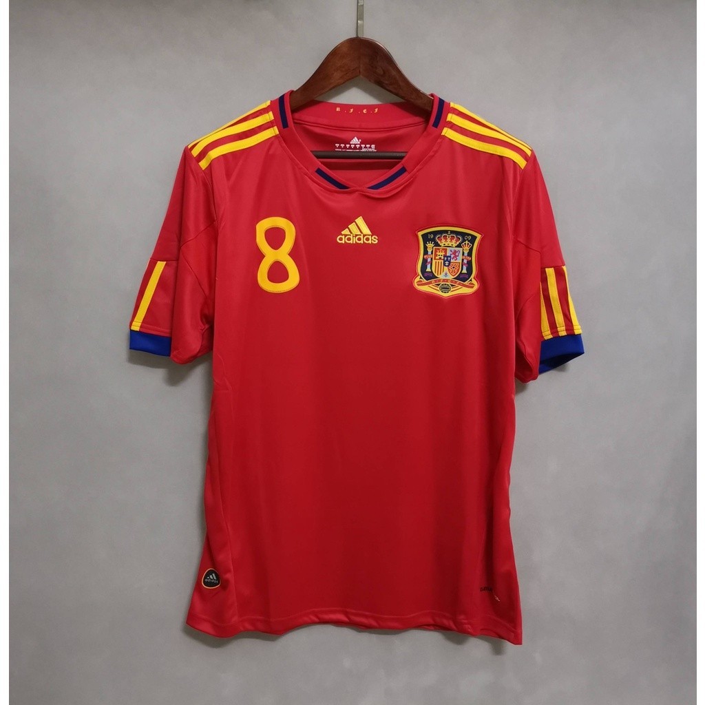 2010 สเปนเหย้าเสื้อฟุตบอลย้อนยุค ชาห์วี  #8 A.INIESTA  #6