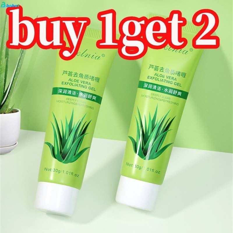 ซื้อ 1 แถม 2 Lelnia Aloe Vera Exfoliating Gel Deep Clean ขัดผิวอย่างอ่อนโยน Long Lasting Moisturizing Balance น้ำและน้ำมันขัดผิว Peeling Face Body Skin Care ใช้งานง่าย bobo1