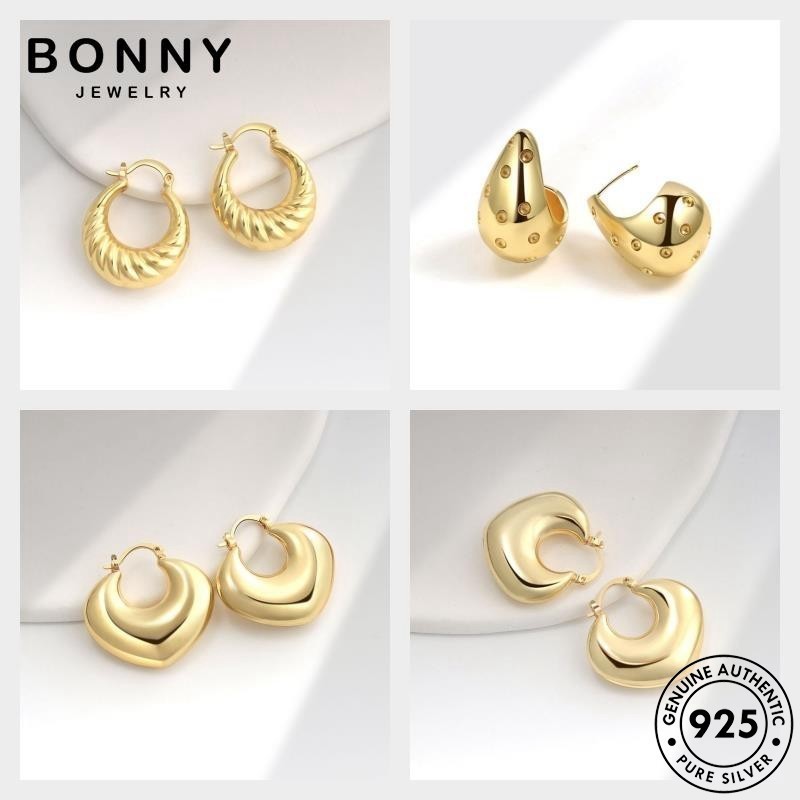 BONNY JEWELRY แท้ เพชรทอง 925 ห่วง ตุ้มหู เงิน ต่างหู ผู้หญิง แฟชั่น M126