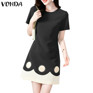 Vonda ผู ้ หญิงเกาหลีลําลองคอกลมแขนสั ้ นชุดเย ็ บปะติดปะต ่…