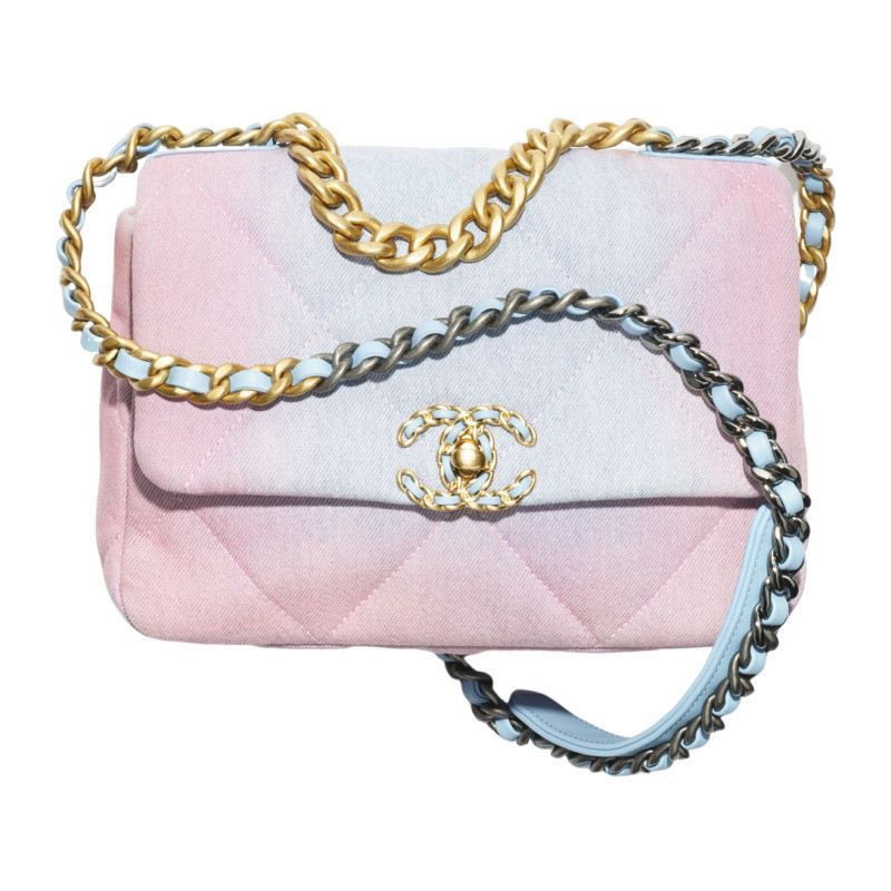 Chanel/Chanel Women's Bag Blue and Pink Denim Flap Chain Single Shoulder Crossbody