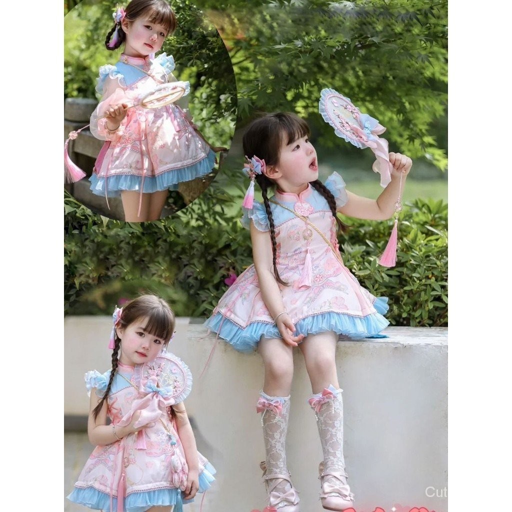Hanfu สาวสไตล ์ จีนชุดสาวน ้ อย Tang ชุดเด ็ กโบราณ Retro สไตล ์ lolita กระโปรงโลลิต ้ า