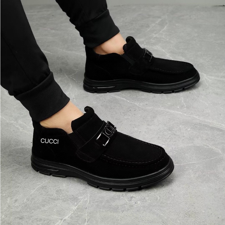 Gucc * Low Cut Stylish Simplicity Business Casual Shoes For Men สีดํา