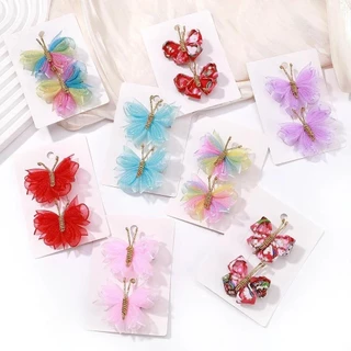 2pcs/set กิ ๊ บติดผมผีเสื ้ อสีสันสดใสสําหรับเด ็ กแฟชั ่ นเลื ่ อมเด ็ กน ่ ารักสาวอุปกรณ ์ เสริมผมขายส ่ ง