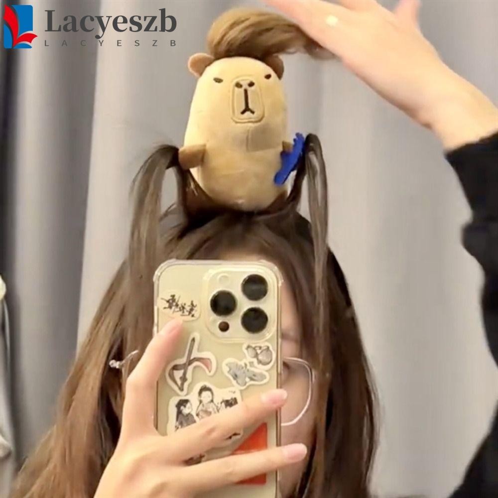 Lacyeszb ที่คาดผม Capybara, ตุ๊กตาน่าเกลียดผมตลก Hoop, ที่คาดผมสไตล์เกาหลีหวาน Headpiece การ์ตูนผม Hoop กลางแจ้ง