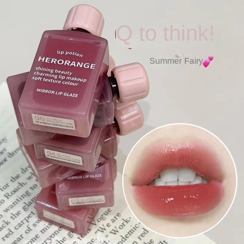 Heroange ลิปกลอสน ่ ารักกระจกพกพาขนาดเล ็ กให ้ ความชุ ่ มชื ้ น Lip Glaze ลิปสติกธรรมชาติแบบพกพา