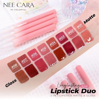 Nee Cara Long Lasting Lipstick Duo Matte & Gloss #N346 นีคาร่า ลอง ลาสติ้ง ลิปสติก ดูโอ้ แมทท์ แอนด์ กลอส x 1 ชิ้น svl