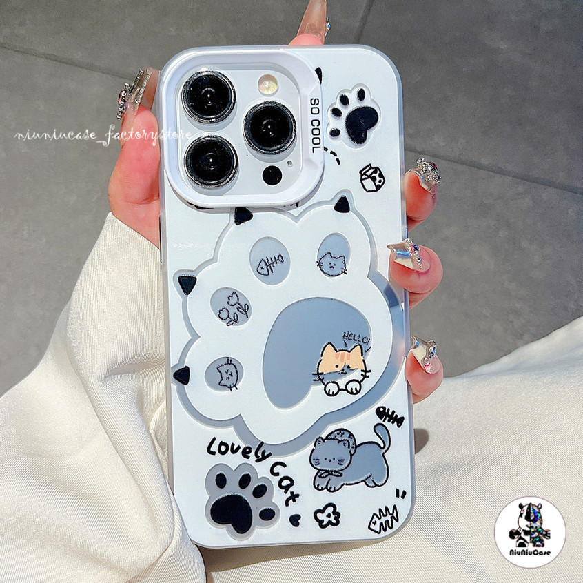🔥ส่งจากไทย🔥กรงเล็บแมว เคสโทรศัพท์มือถือ For iPhone 11 12 13 14 15 Pro Max XR X XS 7 8 Plus SE เคส เคซิลิโคนุ่มสสีเงินเคส
