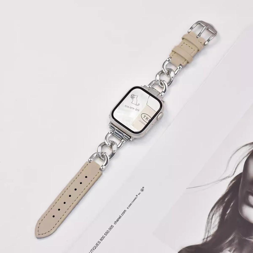 สายหนังโซ ่ เดี ่ ยวใหม ่ เหมาะสําหรับ AppleWatch36789 SE Apple Watch iwatch 49/45/41mm