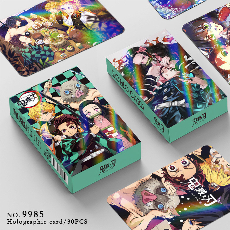 Demon Slayer Kimetsu No Yaiba Holographic Laser Flash Lomo Card Photocard 30 ชิ ้ น/box