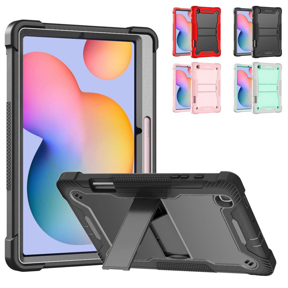 SAMSUNG สําหรับSamsung Galaxy Tab S6 Lite 10.4 นิ้ว 2020 2022 2024 SM-P610 SM-P613 SM-P615 SM-P619 SM-P620 SM-P625 เด็กปลอดภัยซิลิคอนPC HYBRIDกันกระแทกขาตั้งแท็บเล็ตฝาครอบปลอก