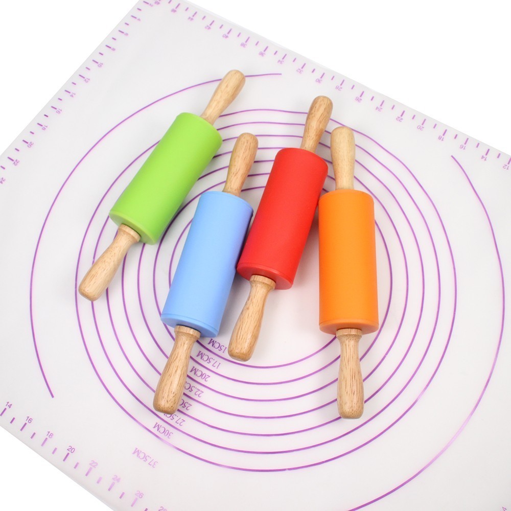 ความรุนแรง Non-Stick ซิลิโคน Rolling Pin ไม้ Handle Pastry Dough แป้ง Roller ครัวทําอาหารเบเกอรี่เครื่องมือสําหรับพาสต้าคุกกี้แป้ง ราคา ถูกที่สุด ดีลบีเคเค แกลเลอรีภาพที่ 2
