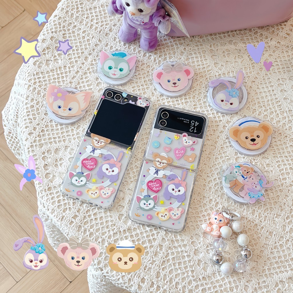 Flip6 Samsung Galaxy Z Flip5 อะคริลิคแม่เหล็กดูดซับกรณีน่ารักการ์ตูน Stella linabbell พร้อมขายึดโซ่ Z Flip4 Flip3 กรณีกันกระแทกโทรศัพท์ความคิดสร้างสรรค์ฝาครอบ