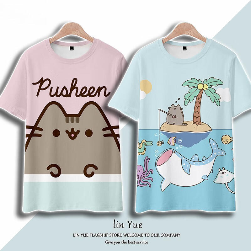 2025 Pusheen the Cat Pattern 3D print TShirt Fun EmojiInspired Summer TShirt for Boys
