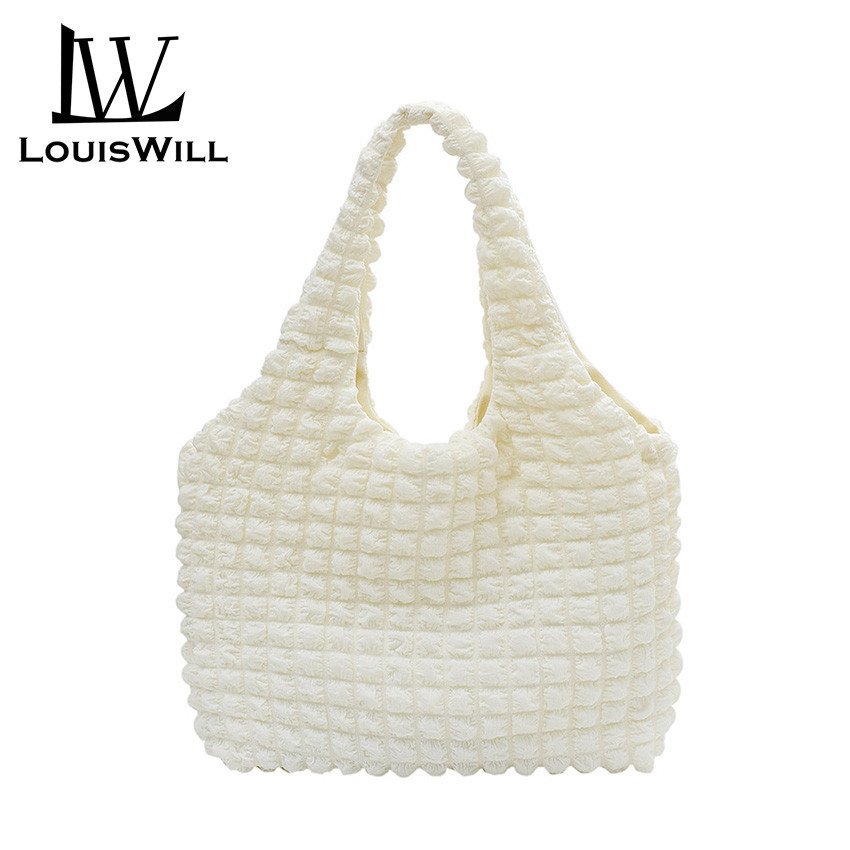 LouisWill Women Cloud Bubble Shoulder Bag Soft Tote Bag Casual Book Bags Handbags Pleated Bubble High Capacity Shoulder
