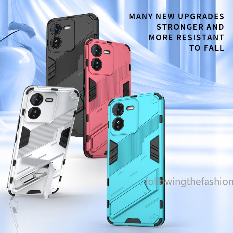 ปลอกสําหรับ iQOO Z9 Turbo Z9x 5G 2024 เคสโทรศัพท์เกราะยึดพร้อมขาตั้งแฟชั่น Punk Hard กล้องป้องกันกันกระแทกฝาหลัง
