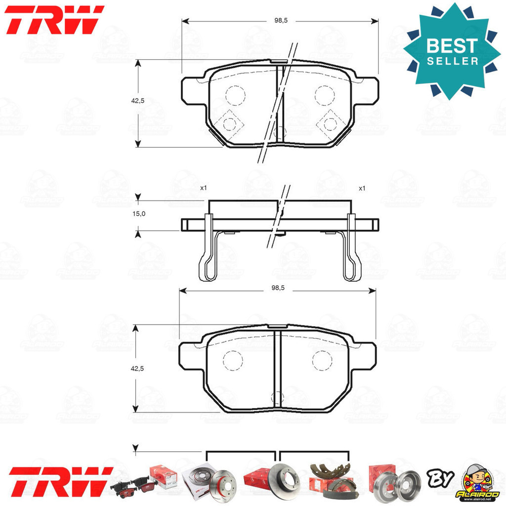 TRW ATEC ผ้าเบรคหลัง Altis ปี 2014-2019 ZRE171,ZRE172 TRW ATEC GDB 7729 AT อัลติส