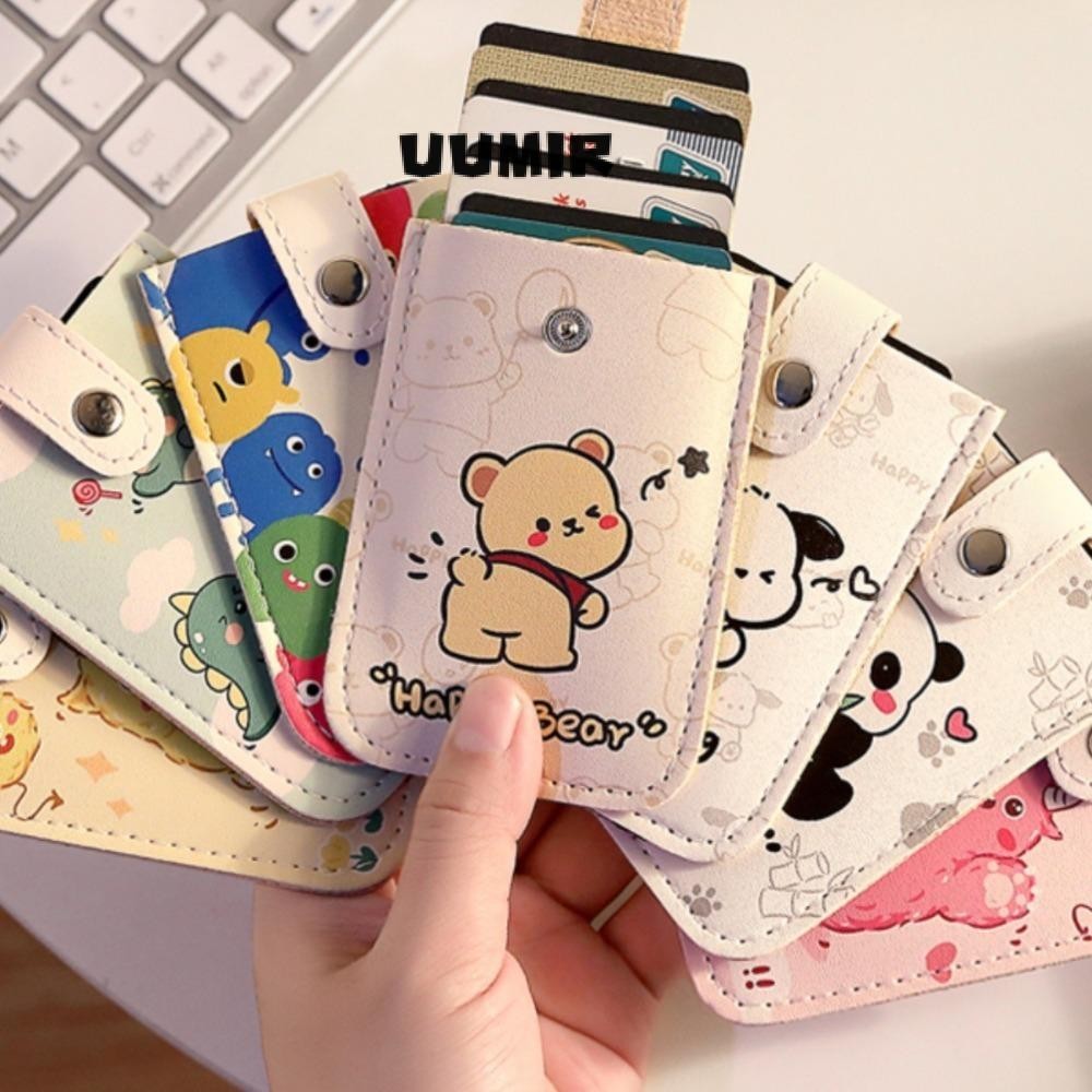 UUMIR กระเป๋าเครื่องสำอางค์ กระเป๋าสตางค์มินิการ์ด,ประเภทดึงออก RFID ปิดกั้น รหัส ผู้ถือบัตร,บาง6กระเป๋าบัตรลามิเนตปกปิดหนัง ปู่ นามบัตรผู้หญิง