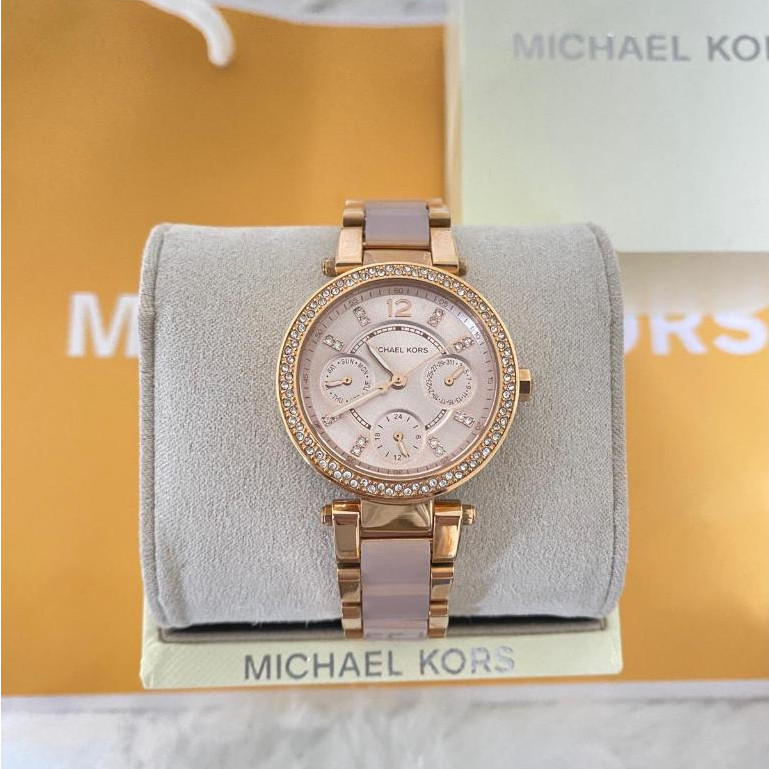 MICHAEL KORS นาฬิกาข้อมือผู้หญิง รุ่น MK6110 33mm MK 6175 Rose Gold Mini Parker Multi-Function Rose 