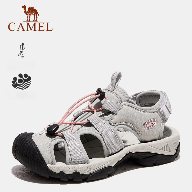 CAMEL กลางแจ้งผู้หญิงฤดูร้อนที่เดินทางมาพักผ่อนเป่าโถวรองเท้าแตะรองเท้าชายหาดระบายอากาศกันลื่นสวมทนรองเท้าน้ํา