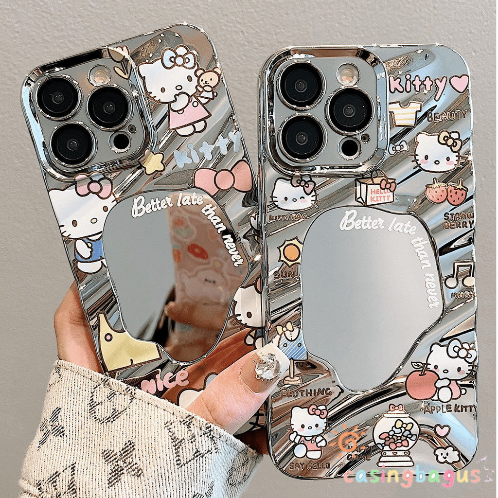 HP น่ารัก Hello Kitty Softcase Mirror Case Oppo A15 A35 A54S A16 A16K A17 A8 A31 A18 A38A3SA5A12EA33