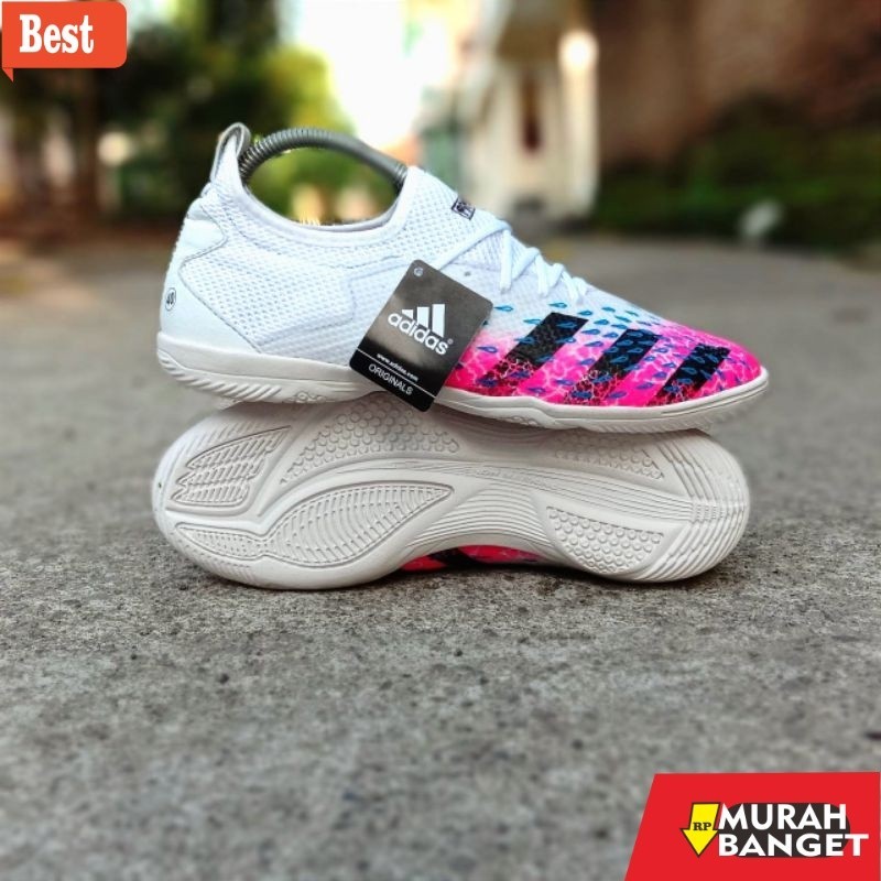 Putih Modern Futsal Shoes Adidas Predator Boot Futsal Shoes สีขาว สีชมพู ส่งฟรี!!!