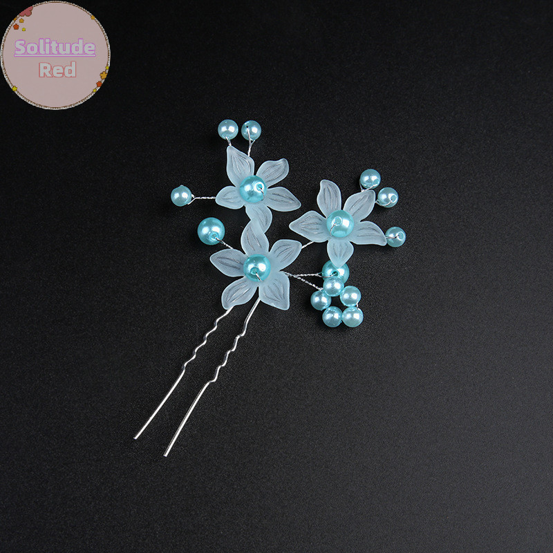 Solitudered Pearl Flower Tiara, Frosted Hair Ornament,เจ้าสาวงานแต่งงานเครื่องประดับทําด้วยมือ,กิ๊บมุก TH