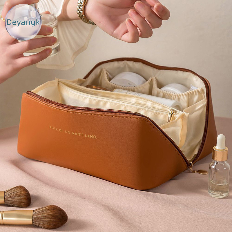 Deyangk กระเป ๋ าเดินทางขนาดใหญ ่ สําหรับผู ้ หญิงหนังแต ่ งหน ้ า Organizer หญิงกระเป ๋ าแป ้ ง TH