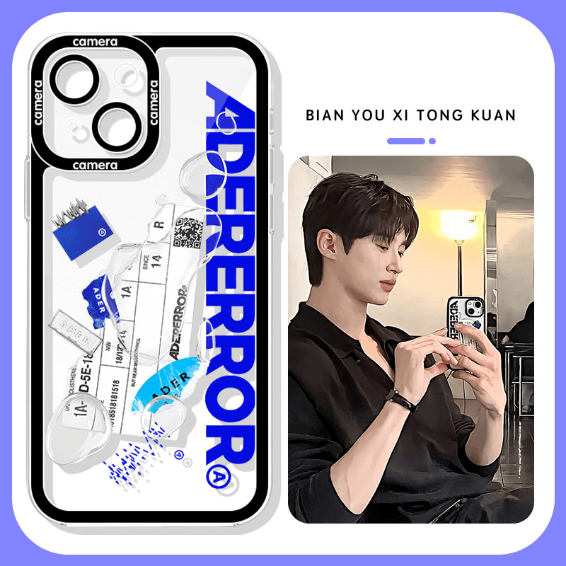 เคส Fashion Brand For iPhone 16 15 14 ProMax 13 Pro Max 12 11 Xs Xr X Xsmax 8 7 SE 2020 6s 6 Plus 8+ 7+ 6+ 6s+ 13Promax 12Promax 11Promax Byeon Woo seok ADER Error Stickers Shockproof Clear Fine Hole Shockproof Soft Phone Case STD 60