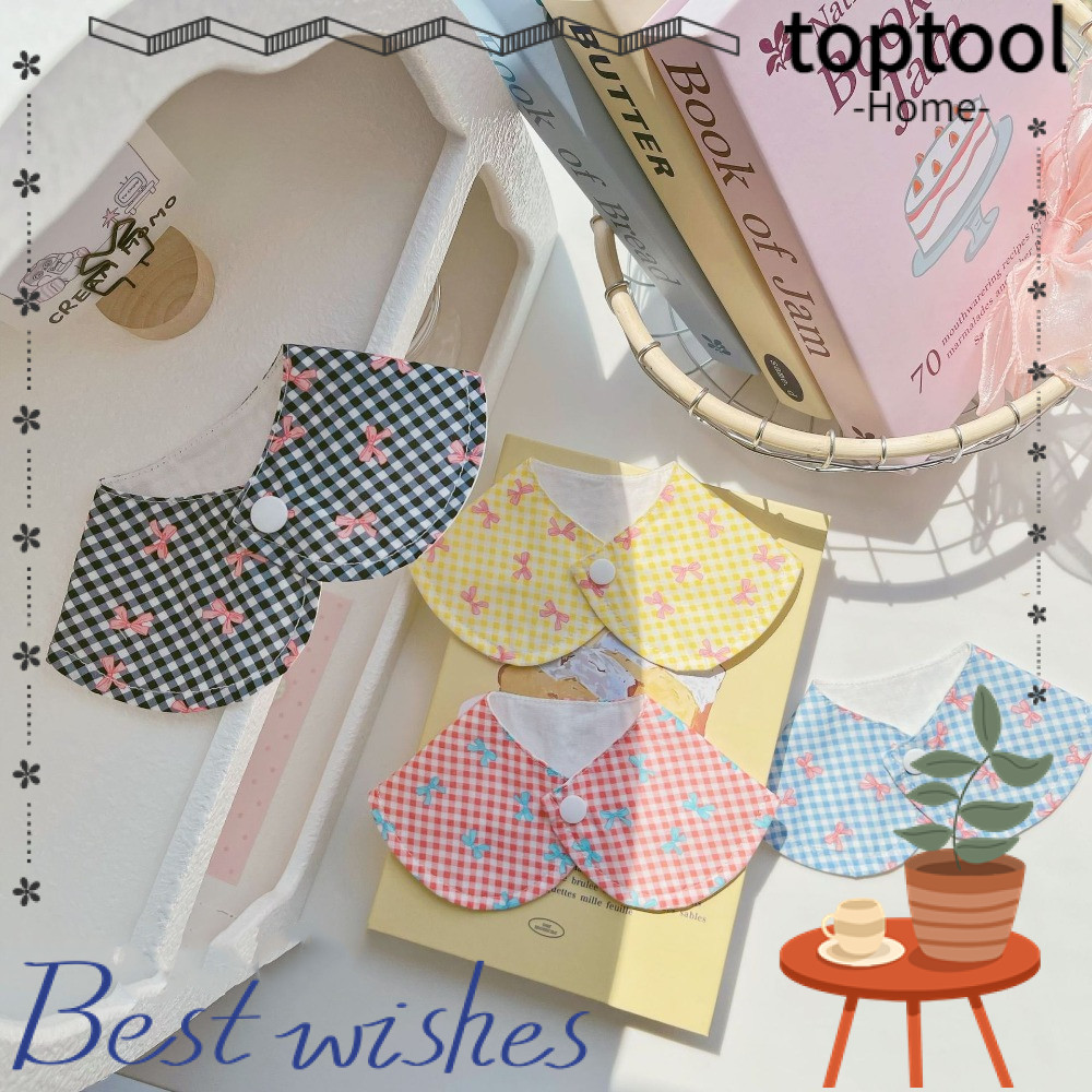 ผ้าพันคอ TOPTOOL ผ้าเช็ดตัวน้ําลายสัตว์เลี้ยงผ้าฝ้ายลายโบว์สไตล์เกาหลีอุปกรณ์เสริมตุ๊กตาหมีคุณภาพสูง Comfort
