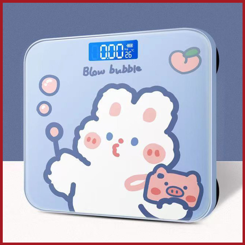 เครื่องชั่งน้ำหนักดิจิตอล ลายการ์ตูน หน้าจอ LCD รองรับน้ำหนักได้ 180 kg ขนาด 25x20 CM