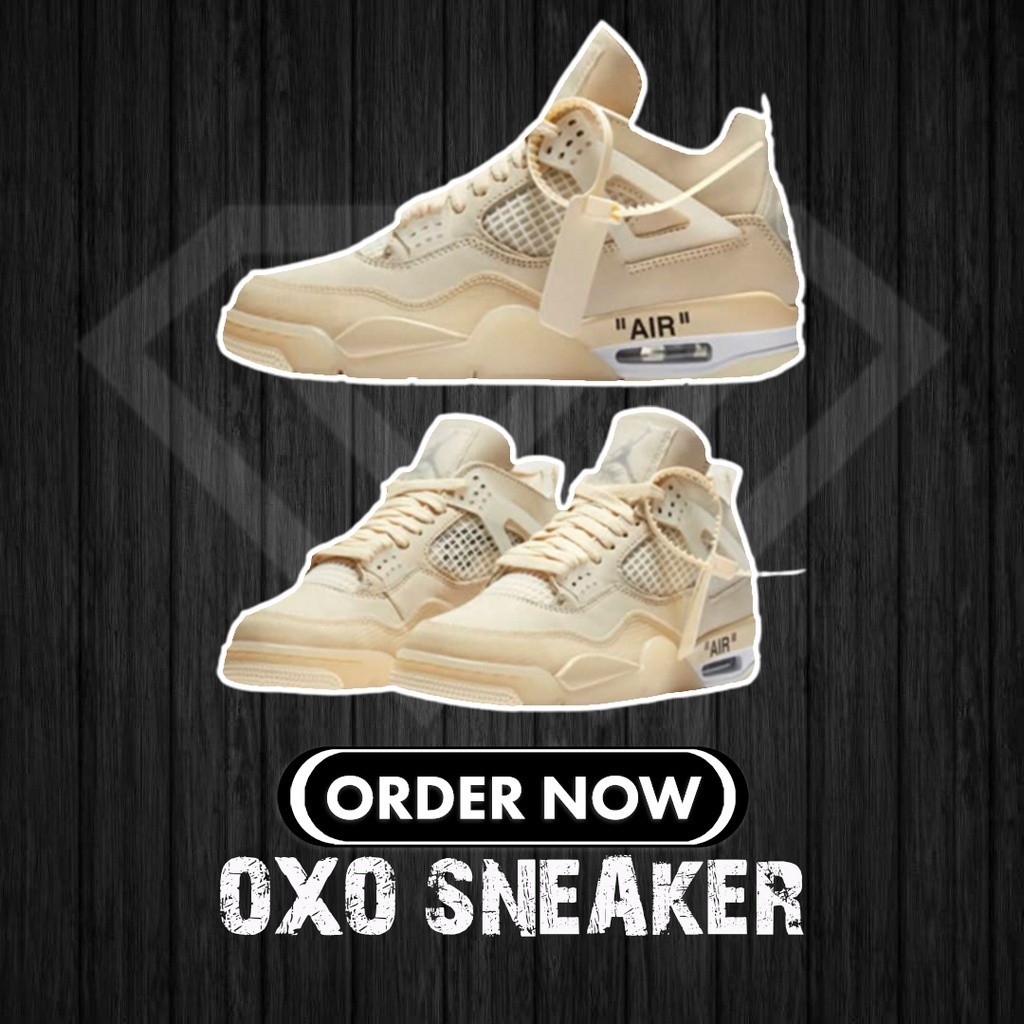 Pure Original Air A/J 4 Off White AJ4 ครีมสีเหลืองโปร่งใส Cicada Wing พัดลมสีขาวผู้ชาย CV9388-100