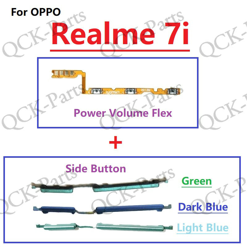 ใหม่ระดับเสียงด้านข้างปุ่มปุ่มปุ่ม Flex Cable Ribbon สําหรับ OPPO Realme 7i อะไหล่ทดแทน