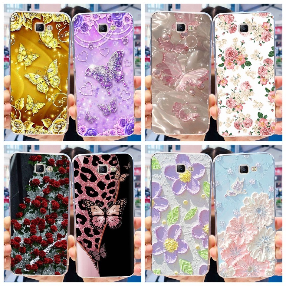 สําหรับ Samsung Galaxy J7 Prime กรณี G610Y G610M G610F นุ่มแฟชั่นผีเสื้อปลอกใสสําหรับ Samsung J7 Pri