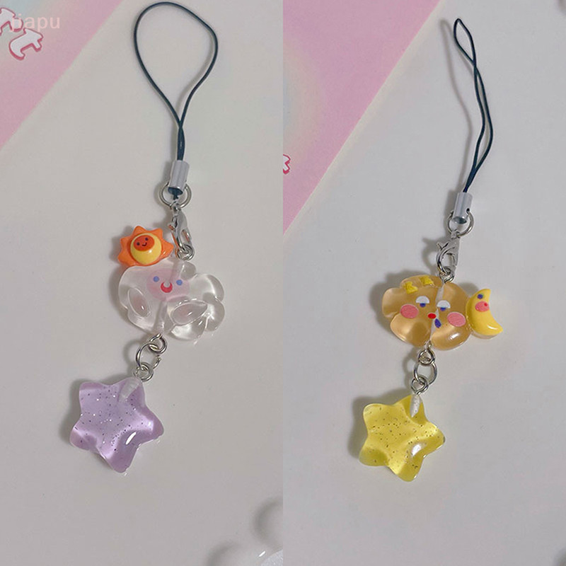 [JIA] น่ารักการ์ตูน Cloud Star โทรศัพท์ Chain Kawaii Candy สีโทรศัพท์ Lanyard พวงกุญแจสําหรับสาวน่ารักสายคล้องโทรศัพท์มือถือ TH