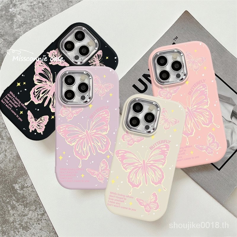Candy สีชมพูผีเสื้อนุ่มเคสโทรศัพท์สําหรับ iPhone 11 15 12 14 13 Pro Max 7 plus XR 8 7 plus X XS Max SE