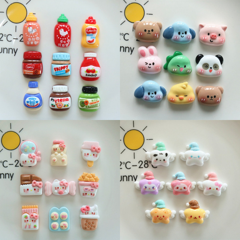 10pcs การ ์ ตูน Bright Cat สุนัขเรซิ ่ น Flatback Diy เคสโทรศัพท ์ ตกแต ่ งสําหรับผมคลิปทําวัสดุ