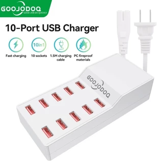 GOOJODOQ สถานีชาร์จ USB 10 พอร์ต 60W Power 1.5M สายเคเบิลปลอดภัยอเนกประสงค์บ้าน/สํานักงาน/การเดินทาง