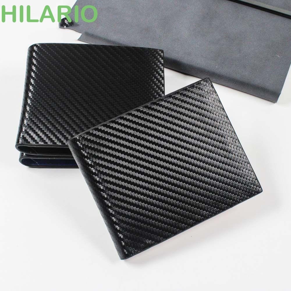 Hilario กระเป ๋ าสตางค ์ คาร ์ บอนไฟเบอร ์ หนัง PU แบบพกพาผู ้ ถือตั ๋ วคลิปเงินธุรกิจบัตรธนาคารกระเป ๋ าเงินเหรียญสั ้ น