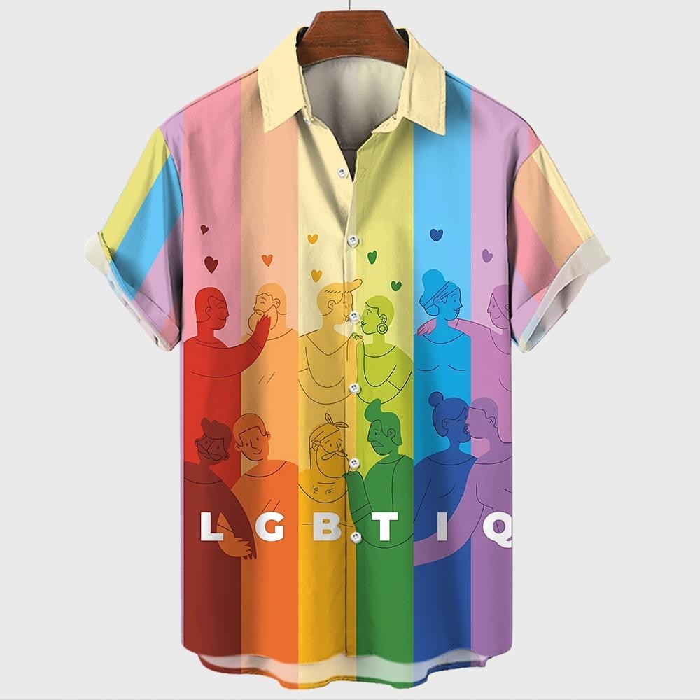 ฤดูร ้ อนผู ้ ชายและผู ้ หญิงแขนสั ้ นเสื ้ อลําลองเกย ์ Rainbow Pride เดือนเสื ้ อกางเกงขาสั ้ นชายหาดชุดครอบครัว