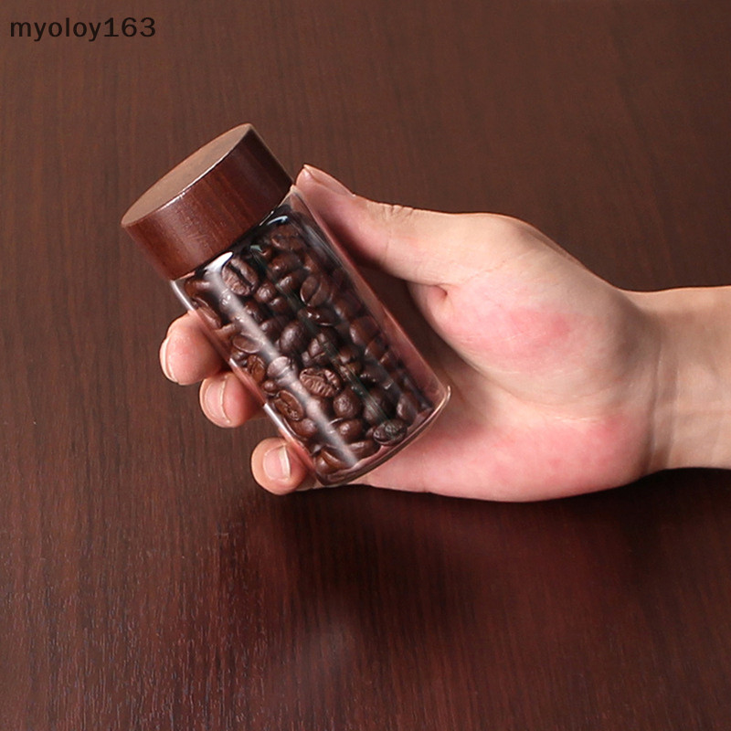 Myoloy Coffee Bean Glass Tube พร ้ อมเครื ่ องมือไม ้ หลอดบรรจุขวด Grain Storage กระป ๋ องสุญญากาศปิดผนึก TH