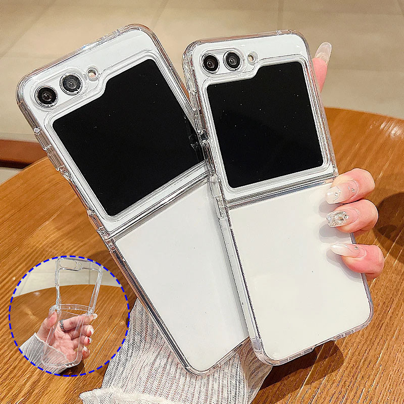 Slim HD Clear Soft TPU ปลอก Samsung Galaxy Z Flip 6 Z Flip 5 Z Flip 4 Z Flip 3 5G โปร่งใสพับเคสโทรศั