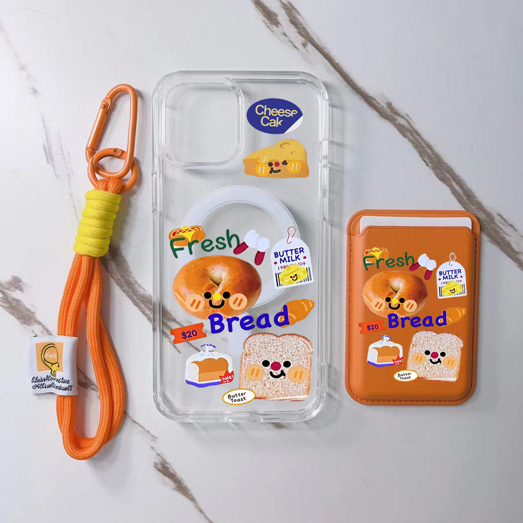 3 ชิ้นสีส้มน่ารักกระเป๋าสตางค์การ์ตูนพิมพ์สําหรับ Iphone Xs XR XSMAX11promax 11 12promax 12 13 14 15 pro max soft Case ฝาหลัง 14promax 15plus