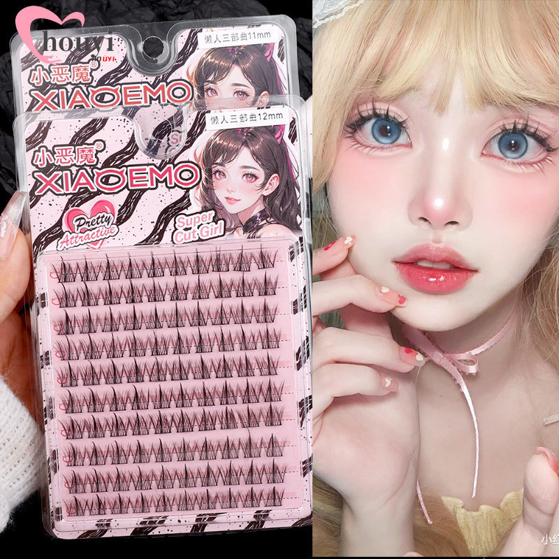 [Hot]Little Devil Cos ขนตาปลอม - หนาธรรมชาติ - ชุดคลัสเตอร์ขนตาประดิษฐ์ - ส่วนขยายขนตาคลัสเตอร์เดี่ยว - การปลูกถ่ายอวัยวะ - ไม่มีกาว - เครื่องมือเสริมความงามตา