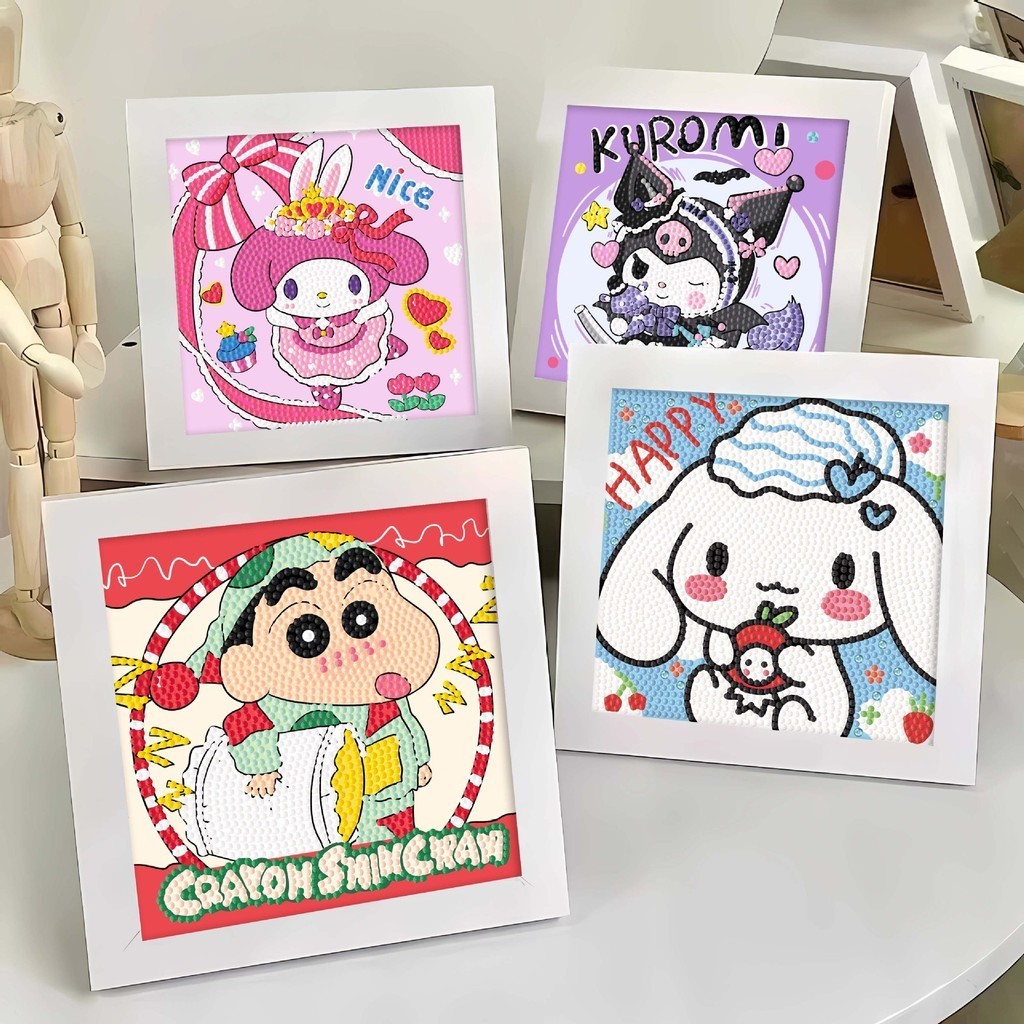 เด็ก diy Handmade Sanrio สตรอเบอร์รี่หมีเพชรภาพวาดเดสก์ท็อปตกแต่งของเล่นเพื่อการศึกษา