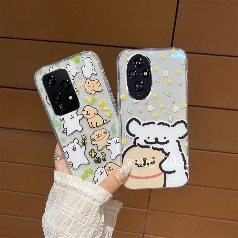 พร้อมสต็อกใหม่ขายร้อนปลอกhonor 200 Pro 200 Lite Honor200 Lite Honor X9b X9a 90 Lite 70 5Gเคสโทรศัพท์การ์ตูนตลกสุนัขน้อยโปร่งใสUltra Lightซิลิโคนกรณีนุ่ม