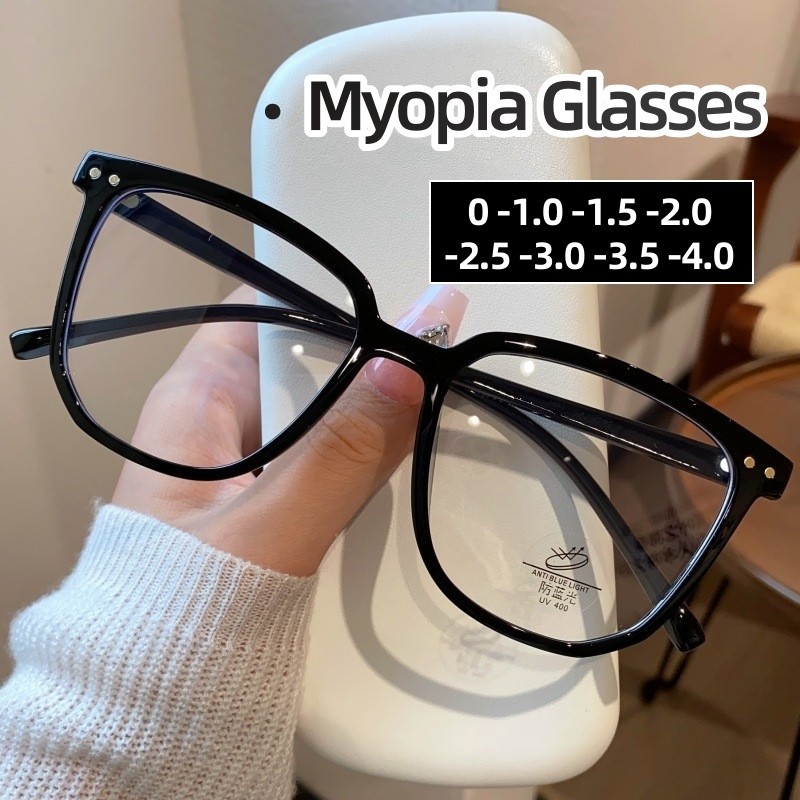 Vintage Square Minus Sight แว่นตาผู้หญิงอินเทรนด์ Anti-blue Light แว่นตาคอมพิวเตอร์ Unisex ใกล้ Sigh