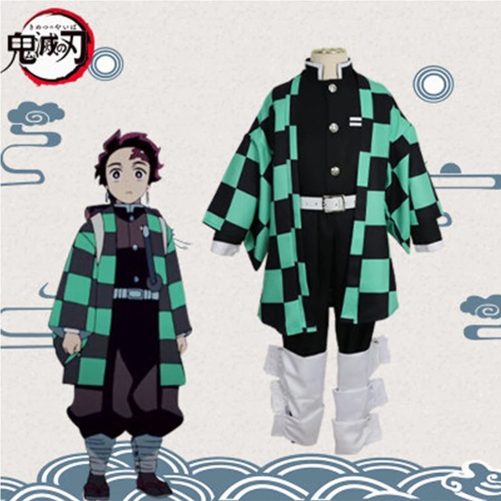 36H ชุดคอสเพลย์ ชุดกิโมโน การ์ตูนอนิเมะ Demon Slayer Kimetsu no Yaiba Kamado Tanjiro สําหรับเด็ก